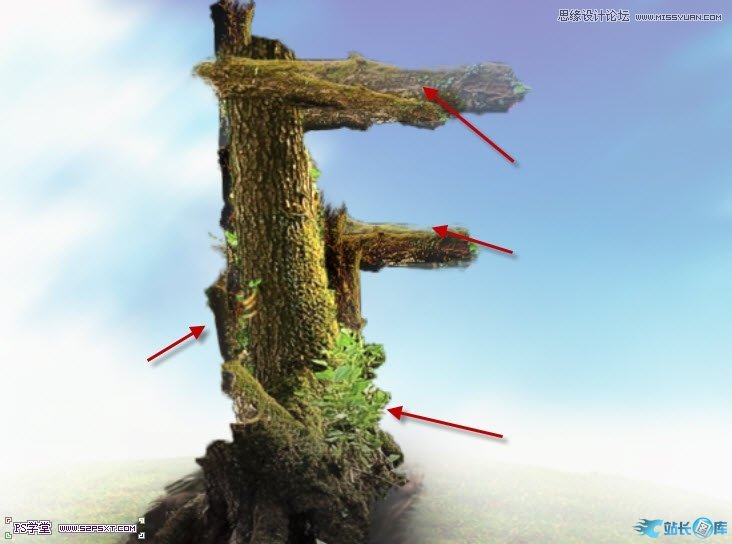 Photoshop制作树木图案立体字教程插图(17)