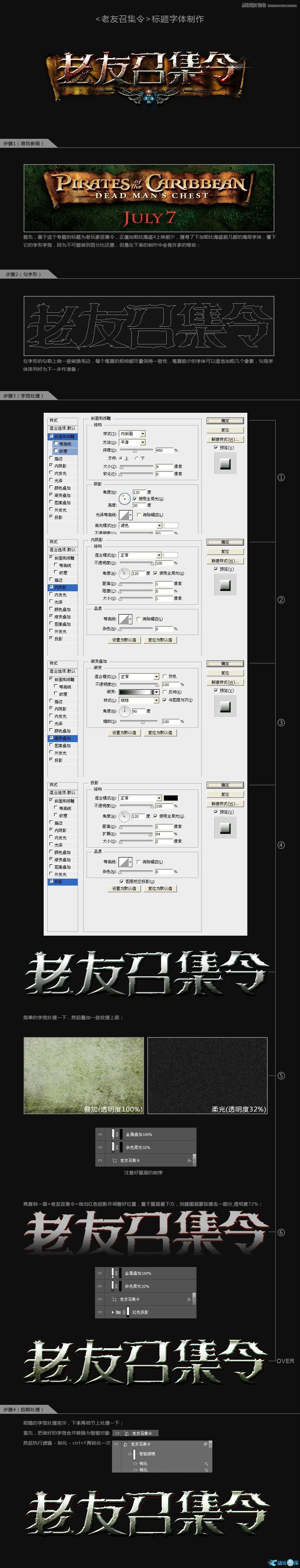 Photoshop设计金属颓废效果的海报标题字插图