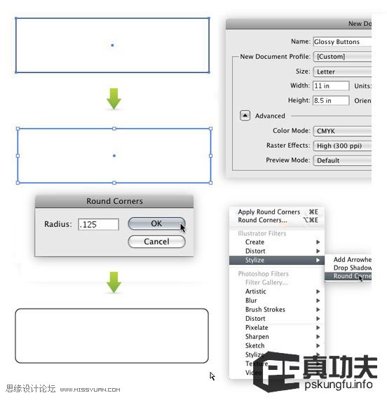 Illustrator使用混合和透明度制作发光按钮插图(1)