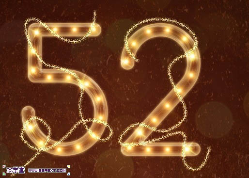 Photoshop制作华丽的金色霓虹灯字插图(34)