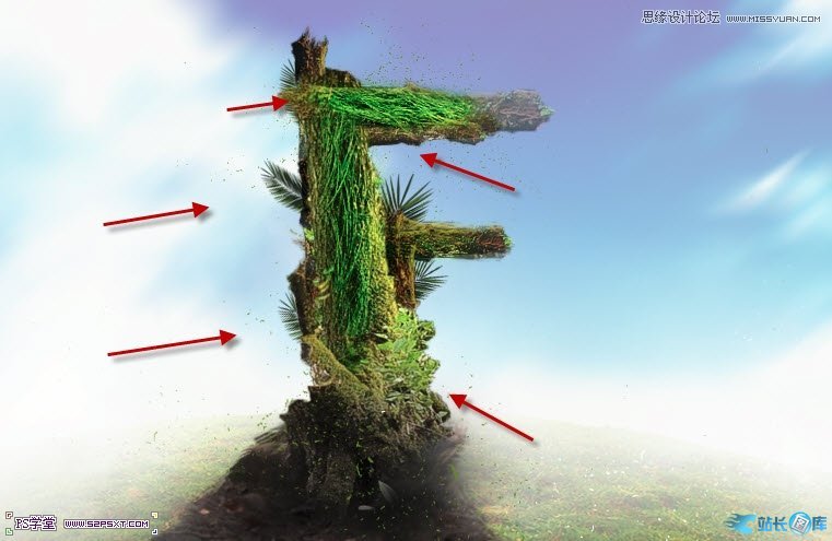 Photoshop制作树木图案立体字教程插图(21)