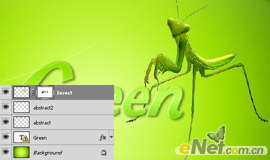 PhotoShop制作一款简单的螳螂绿色文字主题壁纸插图(11)