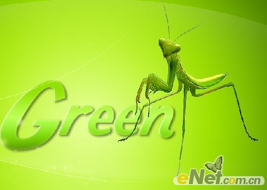 PhotoShop制作一款简单的螳螂绿色文字主题壁纸插图(9)