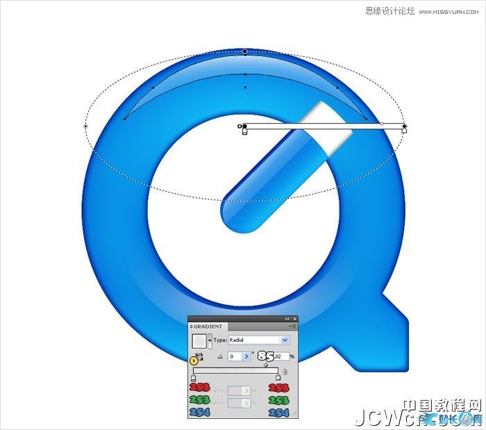 Illustrator制作蓝色苹果QuickTime标志插图(16)