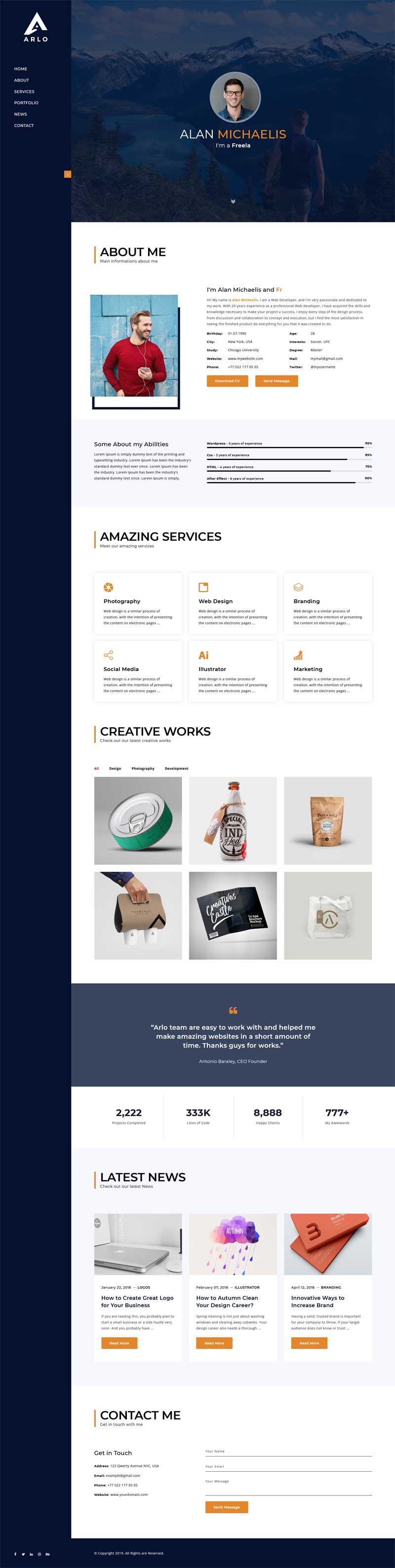 个人投资组合简历html5模板插图