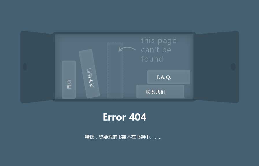 纯CSS3 404页面书架打开动画特效_html单页模板插图