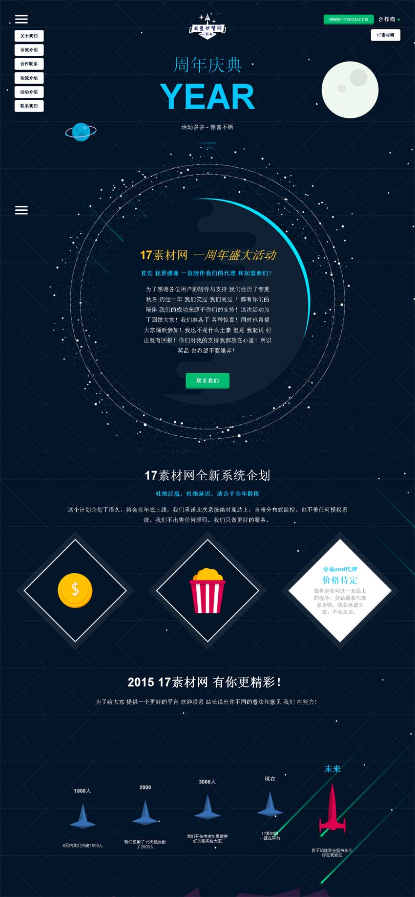 html5酷炫宇宙科幻周年庆典专题动画模板_html单页模板插图