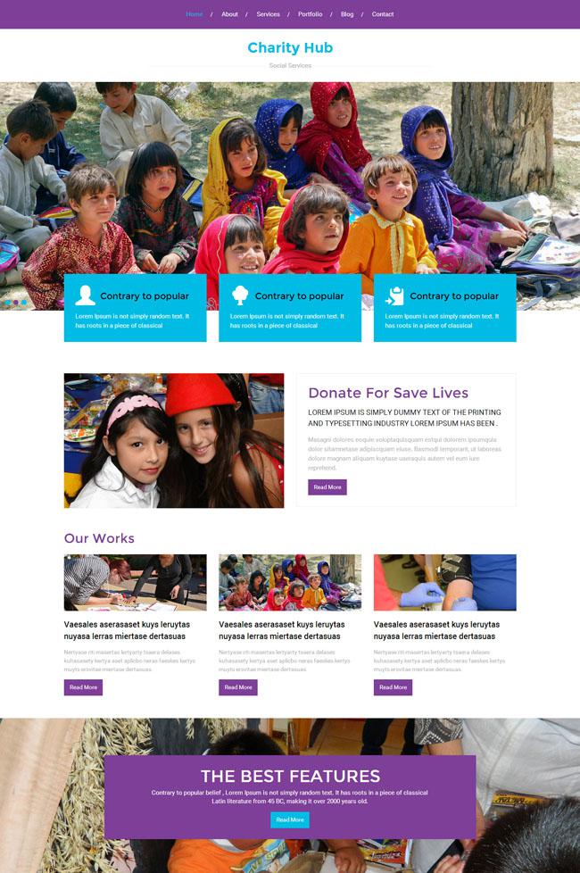 紫色儿童教育网站模板插图