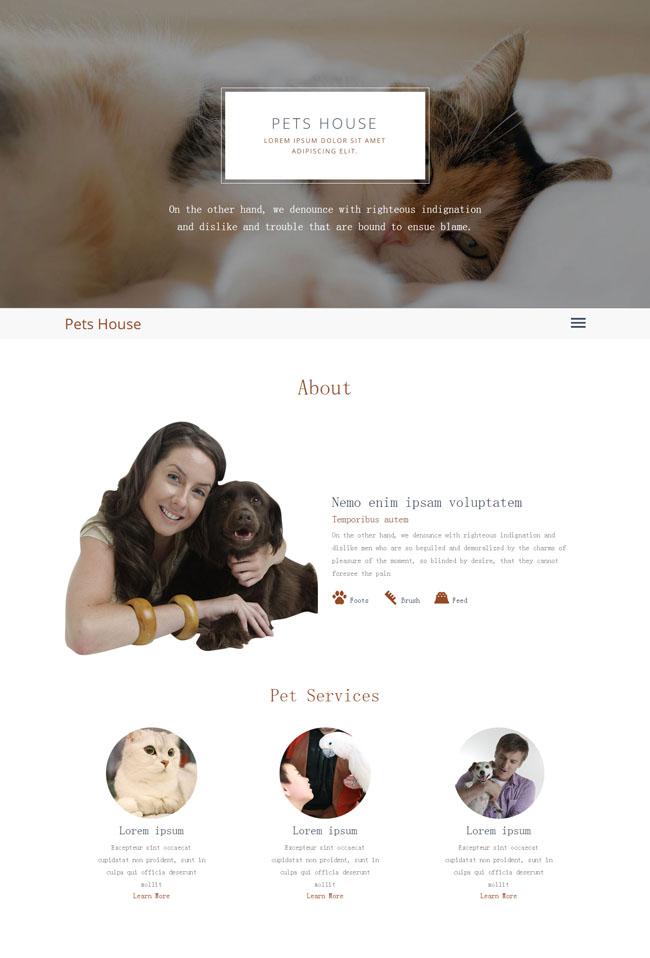 HTML5大气简洁宠物网站模板插图