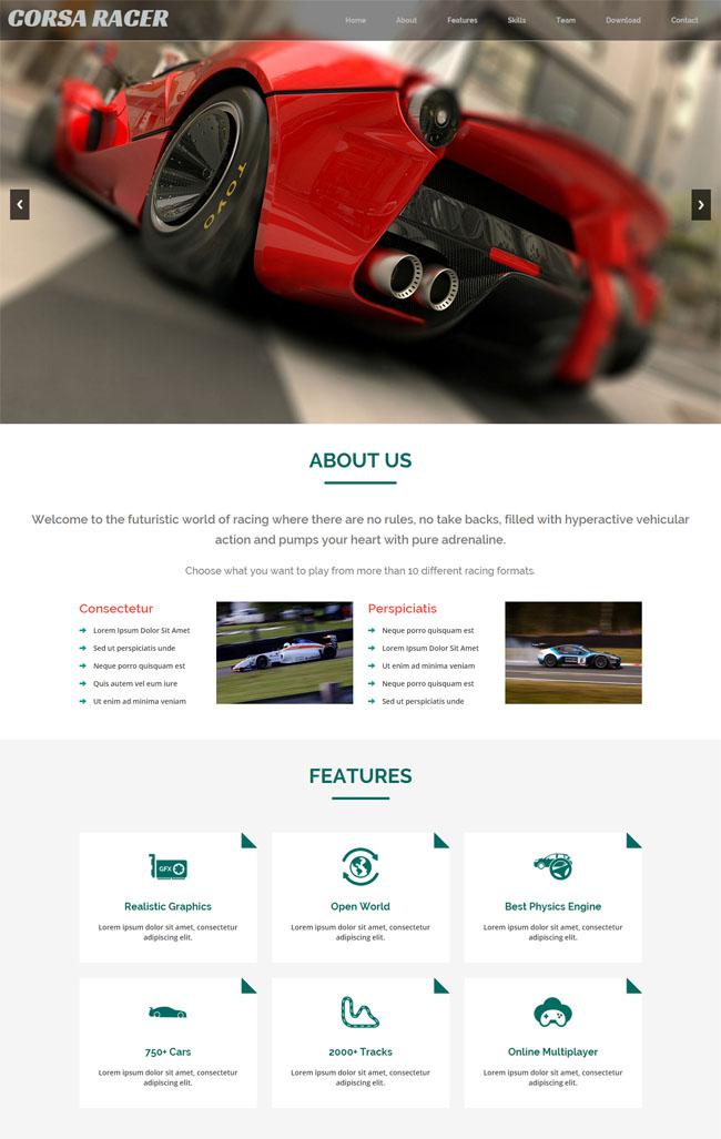 HTML5赛车游戏官方网站模板插图