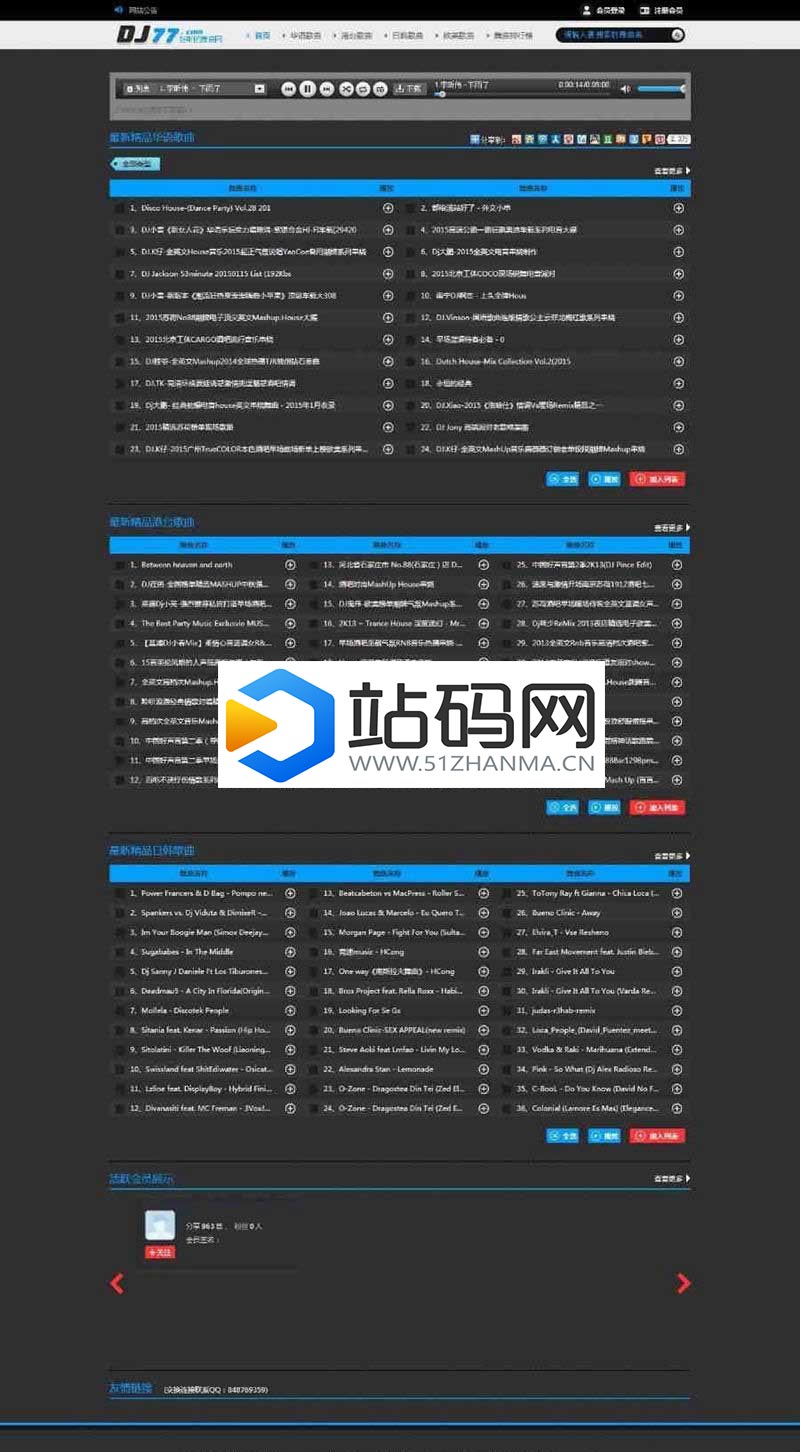 程氏CMS V4.0 DJ77音乐舞曲网站模板 UTF8+GBK_源码下载插图