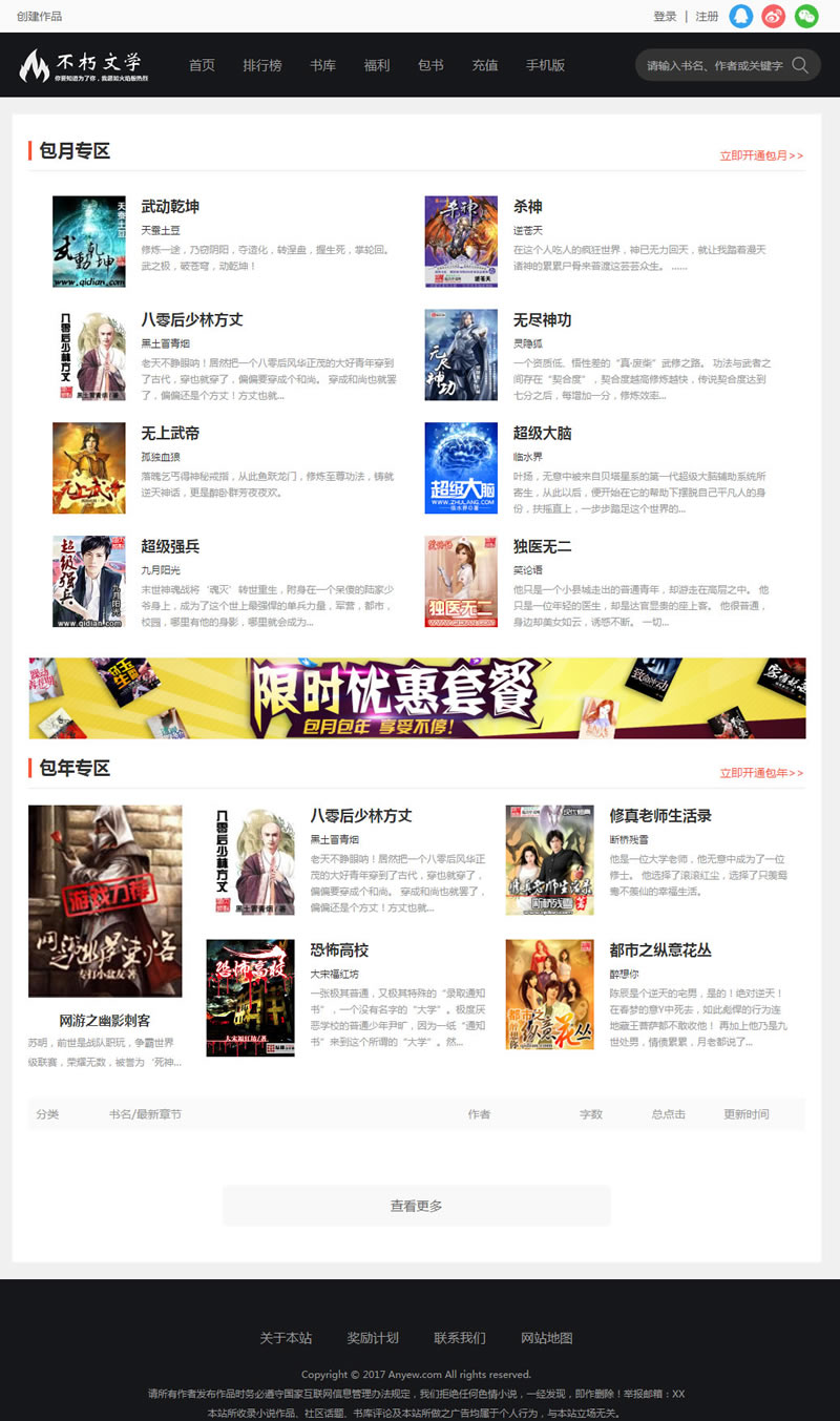 仿2019不朽文学网原创小说网全套：含支付宝支付接口+微信支付+微信登陆+QQ登陆+采集插图